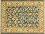 Turkish Knotted Istanbul Cherelle Teal Blue/Ivory Wool Rug - 4'2'' x 6'3''