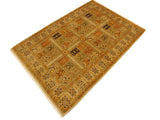 handmade Traditional Design Tan Gold Hand Knotted RECTANGLE 100% WOOL area rug 4x6