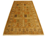 handmade Traditional Design Tan Gold Hand Knotted RECTANGLE 100% WOOL area rug 4x6