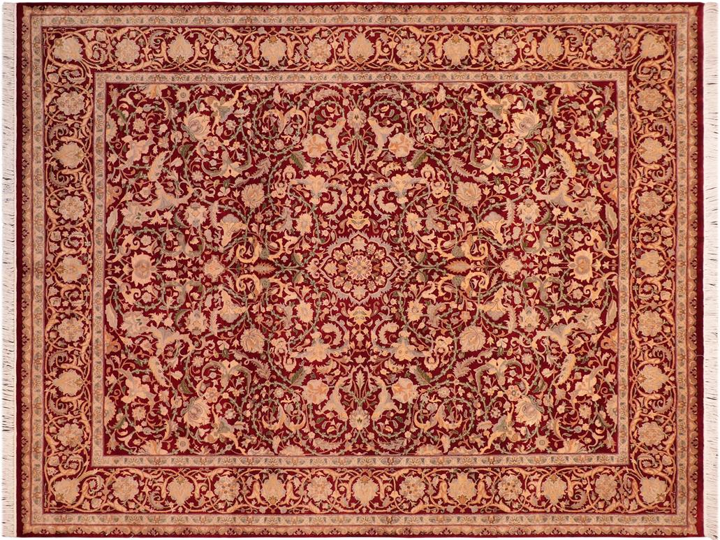 handmade Traditional Kashan Red Gold Hand Knotted RECTANGLE 100% WOOL area rug 8x10