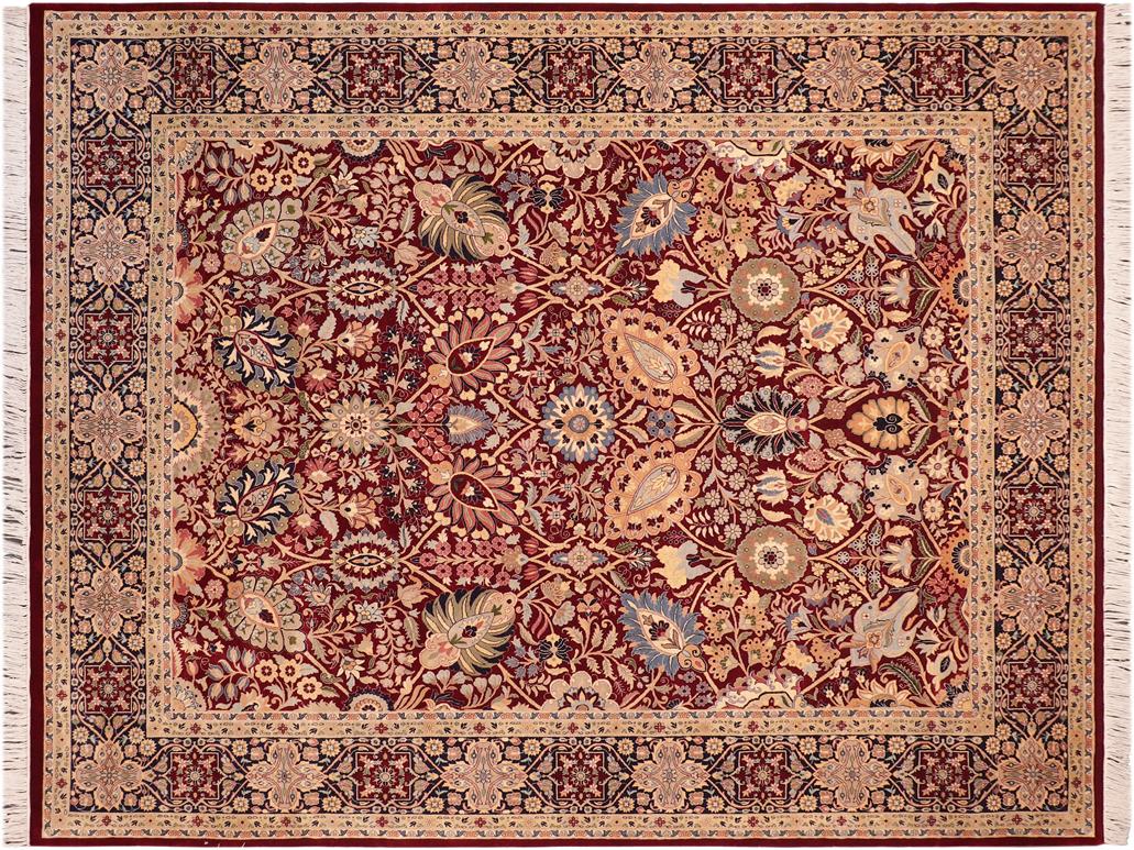 handmade Traditional Shahid Red Blue Hand Knotted RECTANGLE 100% WOOL area rug 8x10