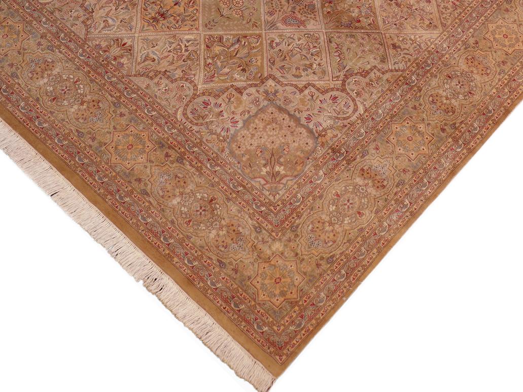 handmade Traditional Gulab Gold Green Hand Knotted RECTANGLE 100% WOOL area rug 8x10