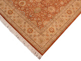 handmade Traditional Lahore Rust Tan Hand Knotted RECTANGLE 100% WOOL area rug 8x10