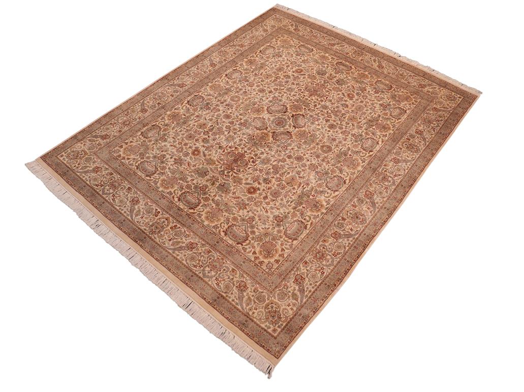 handmade Traditional Lahore Beige Brown Hand Knotted RECTANGLE 100% WOOL area rug 8x10