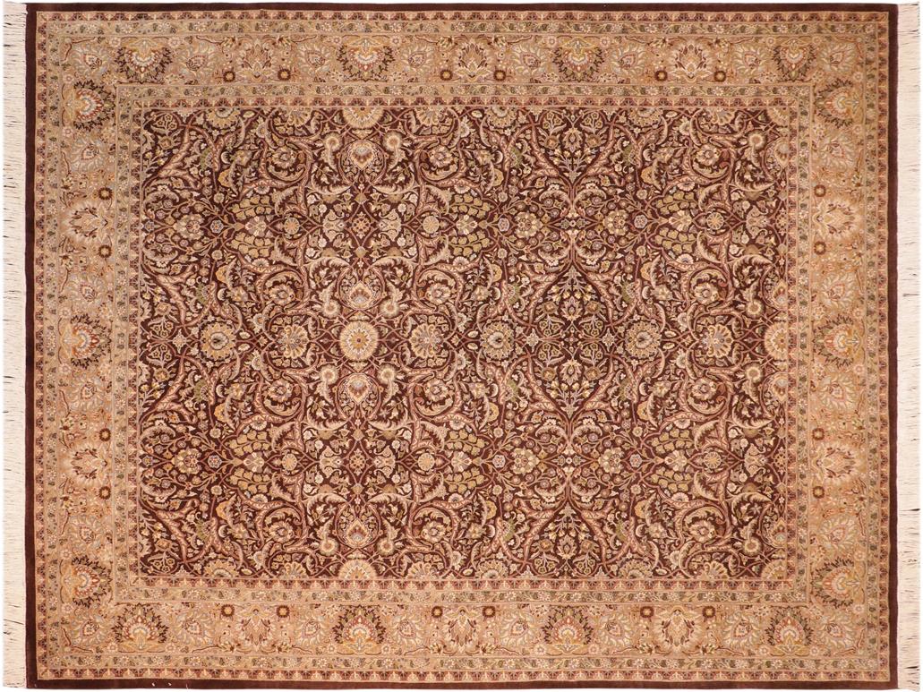 handmade Traditional Regular Brown Green Hand Knotted RECTANGLE 100% WOOL area rug 8x10