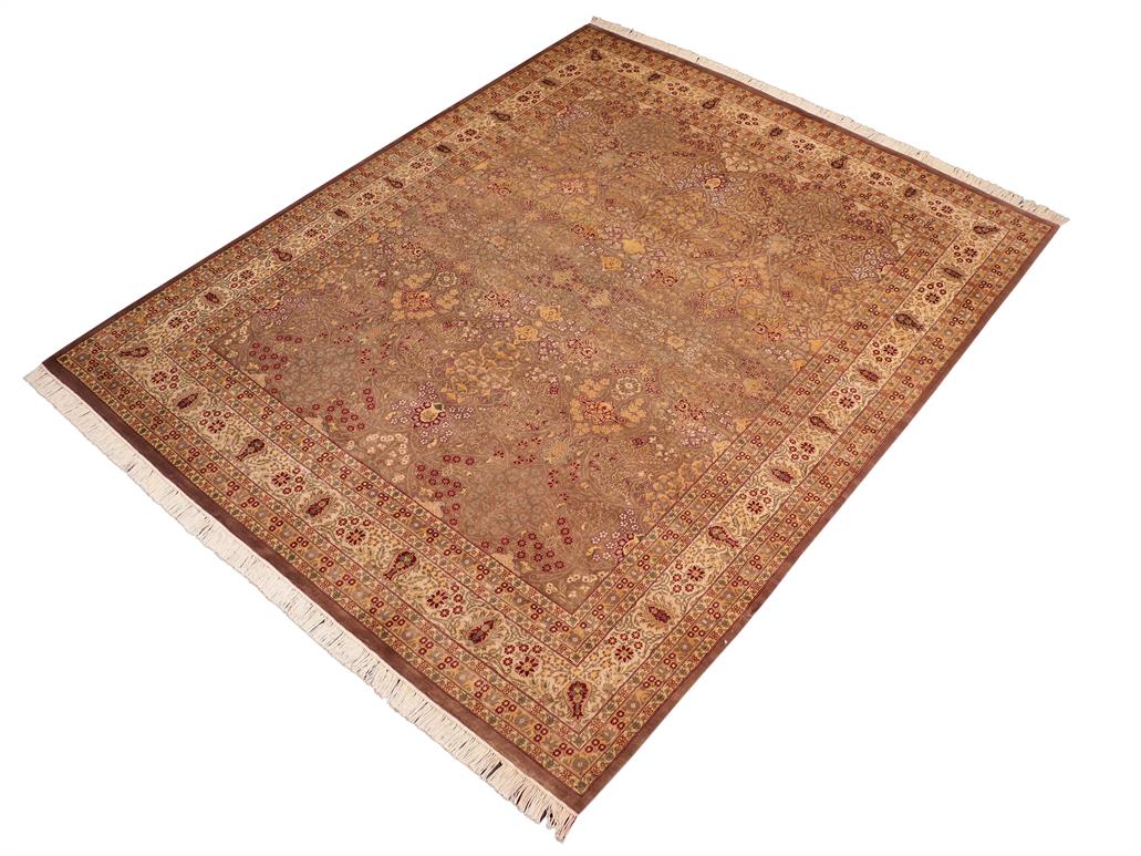 handmade Traditional New Wahid Brown Beige Hand Knotted RECTANGLE 100% WOOL area rug 8x11