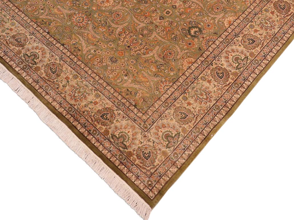 handmade Traditional Regular Green Beige Hand Knotted RECTANGLE 100% WOOL area rug 8x10