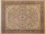 handmade Traditional Anarlaki Taupe Green Hand Knotted RECTANGLE 100% WOOL area rug 9x12