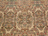 handmade Traditional Abusson Ivory Green Hand Knotted RECTANGLE 100% WOOL area rug 9x12