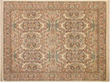 handmade Traditional Abusson Ivory Green Hand Knotted RECTANGLE 100% WOOL area rug 9x12