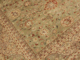 handmade Transitional Kashan Green Beige Hand Knotted RECTANGLE 100% WOOL area rug 9x12