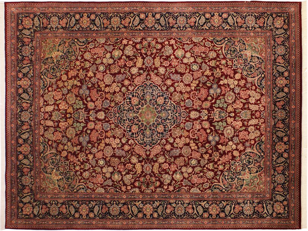 handmade Traditional Kashan Red Blue Hand Knotted RECTANGLE 100% WOOL area rug 9x12