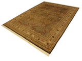 handmade Transitional New Wahid Brown Ivory Hand Knotted RECTANGLE 100% WOOL area rug 9x12