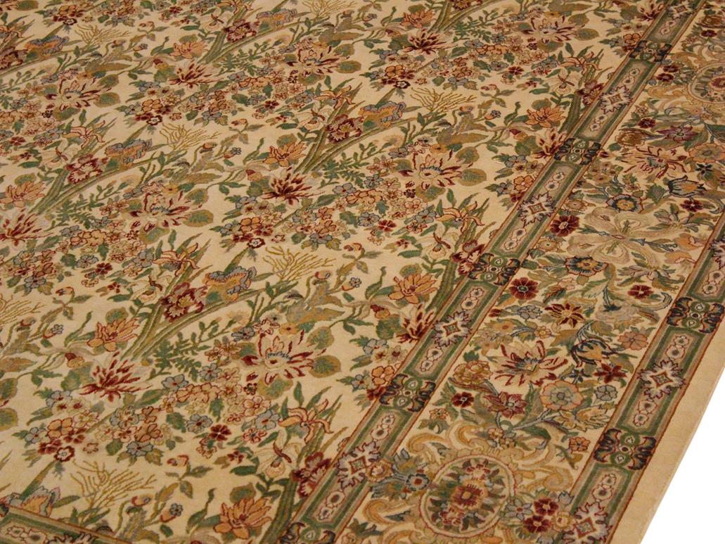 handmade Traditional Savonarrie Beige Green Hand Knotted RECTANGLE 100% WOOL area rug 9x13