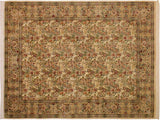 handmade Traditional Savonarrie Beige Green Hand Knotted RECTANGLE 100% WOOL area rug 9x13