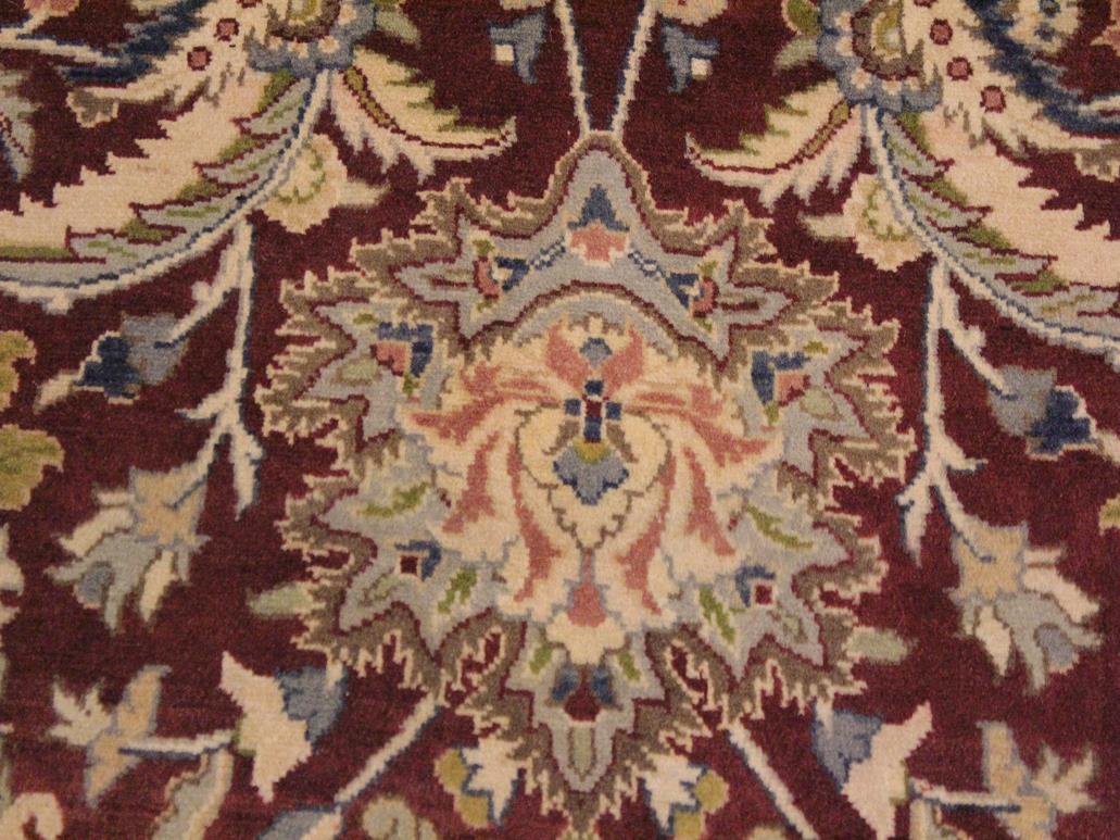 handmade Transitional Agra Maroon Blue Hand Knotted RECTANGLE 100% WOOL area rug 9x12
