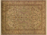 handmade Transitional Agra #2 Taupe Green Hand Knotted RECTANGLE 100% WOOL area rug 9x12