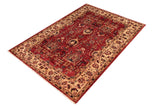 handmade Traditional Kafkaz Chobi Ziegler Red Ivory Hand Knotted RECTANGLE 100% WOOL area rug 5 x 6