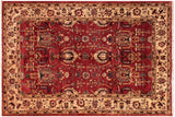 Boho Chic Ziegler Marjory Red Ivory Hand-Knotted Wool Rug - 5'2'' x 5'10''