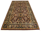 handmade Traditional Agra Tabriz Maroon Blue Hand Knotted RECTANGLE 100% WOOL area rug 5x7