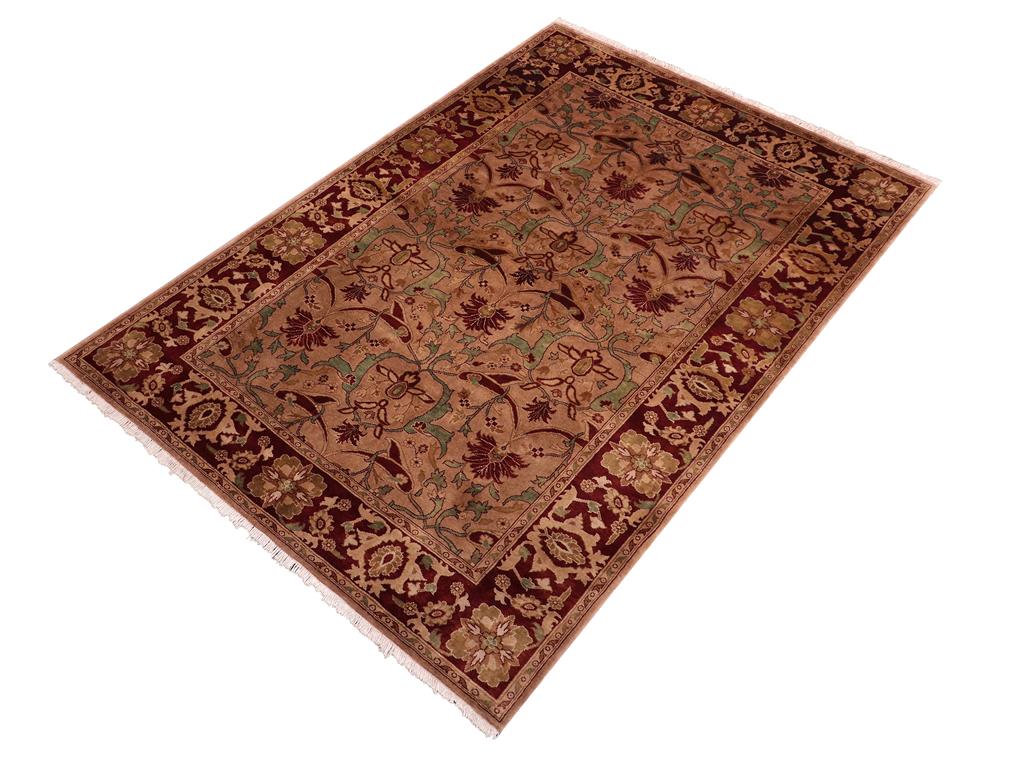 handmade Traditional  Lt. Brown Drk. Red Hand Knotted RECTANGLE 100% WOOL area rug 5x7