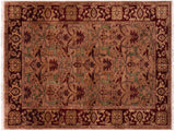 Antique Vegetable Dyed Belva Brown/Red Wool Rug - 5'4'' x 6'10''
