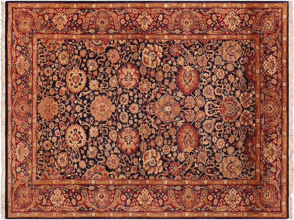 handmade Traditional Anmol Agra Blue Red Hand Knotted RECTANGLE 100% WOOL area rug 5x7