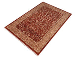 handmade Traditional Lahore Rust Tan Hand Knotted RECTANGLE 100% WOOL area rug 5x7