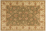 Oriental Ziegler Khalilah Green Ivory Hand-Knotted Wool Rug- 5'0'' x 6'8''