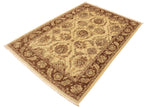 handmade Traditional Kafkaz Chobi Ziegler Ivory Brown Hand Knotted RECTANGLE 100% WOOL area rug 5 x 7