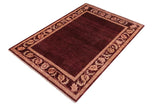 handmade Modern Gabbeh Maroon Beige Hand Knotted Rectangel Hand Knotted 100% Vegetable Dyed wool area rug 5 x 7