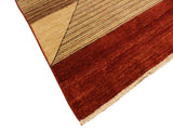 Contemporary Gabbeh Karol Beige/Red Wool Rug - 2'11'' x 5'1''