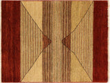 Contemporary Gabbeh Karol Beige/Red Wool Rug - 2'11'' x 5'1''