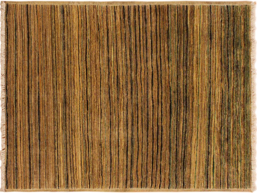 Modern Gabbeh Delfina Beige/Green Wool Rug - 2'9'' x 4'10''