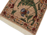 handmade Traditional Azeem Beige Green Hand Knotted RECTANGLE 100% WOOL area rug 2x3