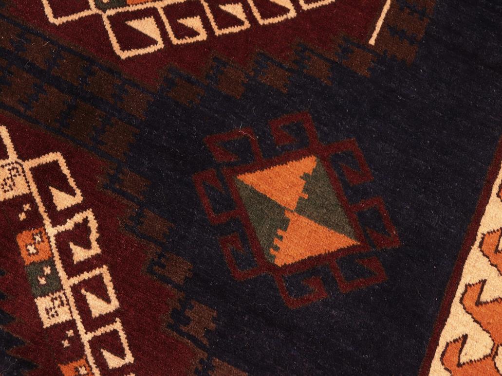 handmade Geometric Kargahi Blue Rust Hand Knotted RECTANGLE 100% WOOL area rug 7x10