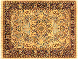 Turkish Knotted Istanbul Joellen Tan/Red Wool Rug - 3'1'' x 5'4''