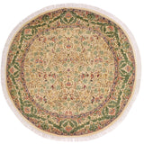 Imran Pak Persian Hong Beige/Green Wool Round - 8'1'' x 8'2''
