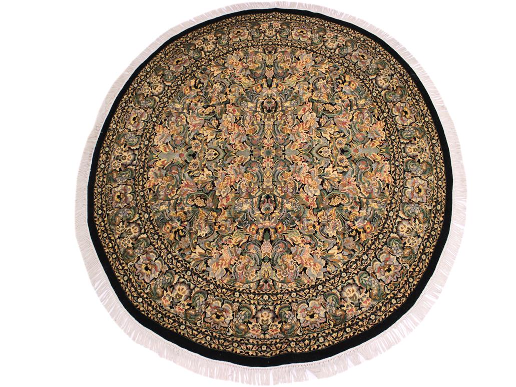 handmade Traditional Rimjim Black Gray Hand Knotted ROUND 100% WOOL area rug 9x9