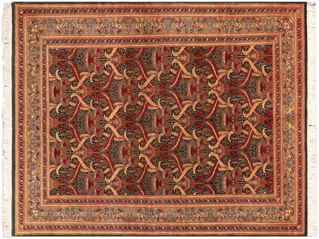 handmade Transitional Hamjolie Green Gold Hand Knotted RECTANGLE 100% WOOL area rug 5x8