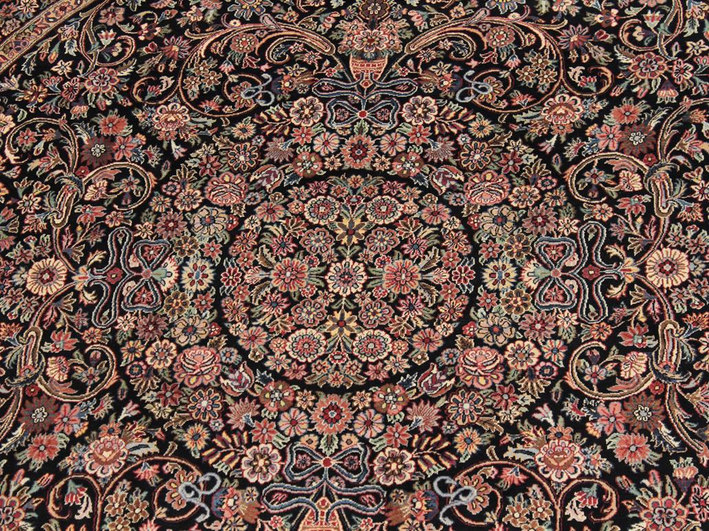 handmade Traditional Kashan Black Pink Hand Knotted ROUND 100% WOOL area rug 8x8
