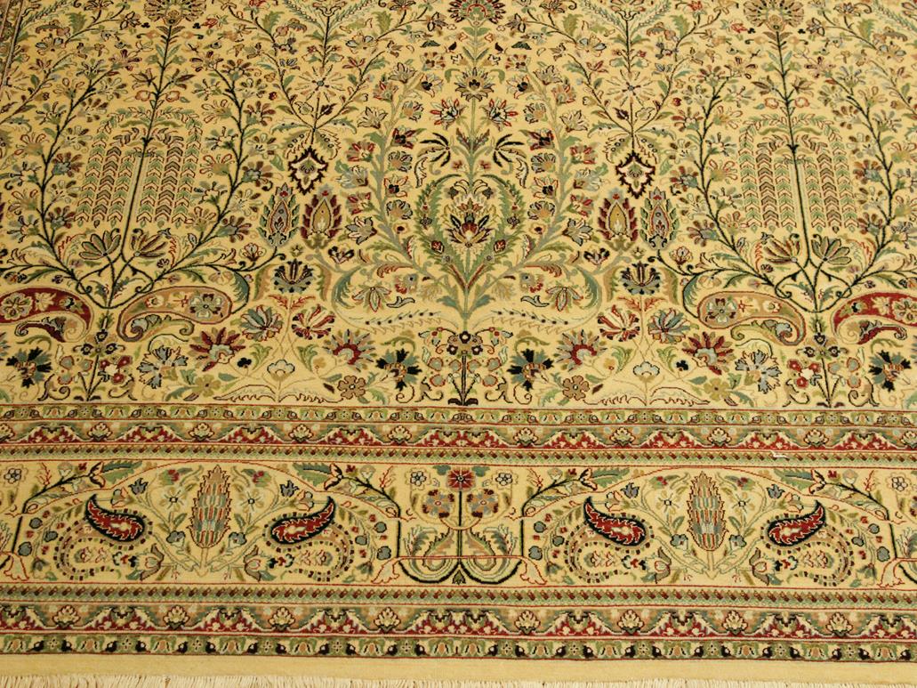 handmade Traditional  Ivory Green Hand Knotted RECTANGLE 100% WOOL area rug 9x14