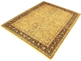 handmade Traditional Lahore Gold Aubergine Hand Knotted RECTANGLE 100% WOOL area rug 9x12