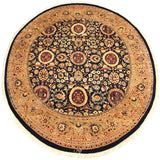 Antique Vegetable Dyed Agra Tabriz Jose Blue/Tan Wool Round - 7'11'' x 7'11''