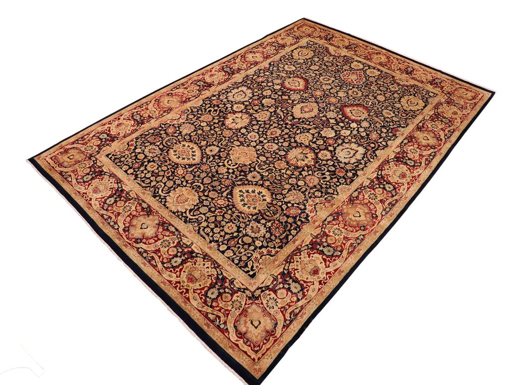 handmade Traditional Anmol Agra Blue Red Hand Knotted RECTANGLE 100% WOOL area rug 10x14
