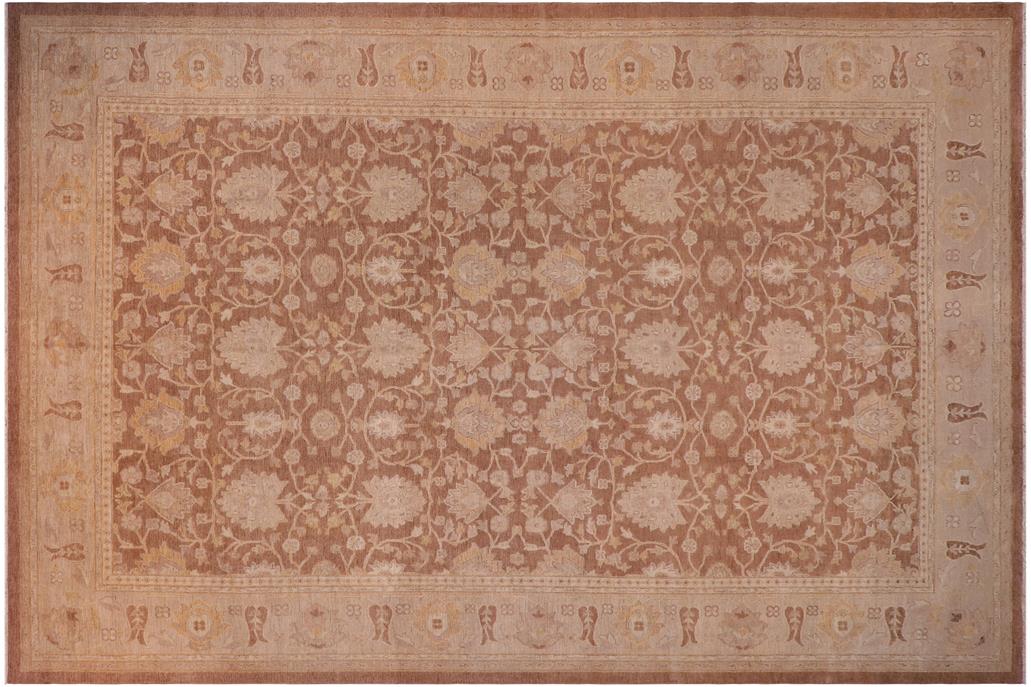 handmade Transitional Kafkaz Brown Tan Hand Knotted RECTANGLE 100% WOOL area rug 12x18