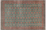 Tribal Bokhara Mazie Green Brown Hand Knotted Rug - 10'0'' x 13'11''