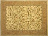 Turkish Knotted Istanbul Yuriko Ivory/Gold Wool Rug - 9'4'' x 12'5''