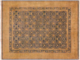 Antique Lavastone Low-Pile Tajuana Blue/Gold Wool Rug - 6'1'' x 6'10''