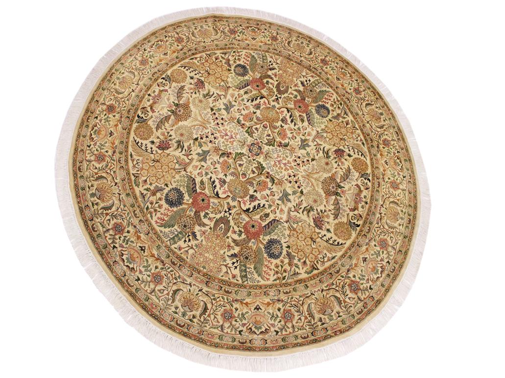 handmade Traditional Nagi Beige Pink Hand Knotted ROUND 100% WOOL area rug 8x8